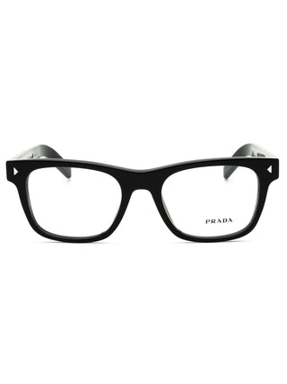 Prada 0PR A13V plastic Rectangular Men's Eyeglasses in black frame with clear lenses.