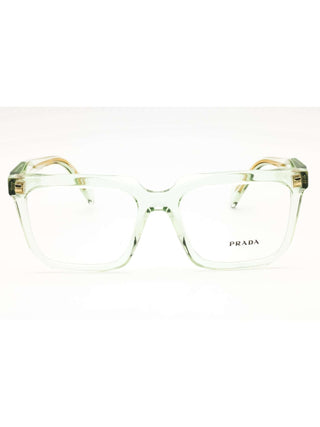 Prada 0PR A19V acetate Rectangular Women's Eyeglasses front view with clear frame design