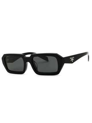 Prada 0PR A12SF acetate Oval Women's Sunglasses in black with lenses, showcasing designer style and quality.