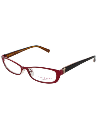 Ted Baker B218 eyeglasses featuring a sleek, durable plastic frame in a classic rectangular design.