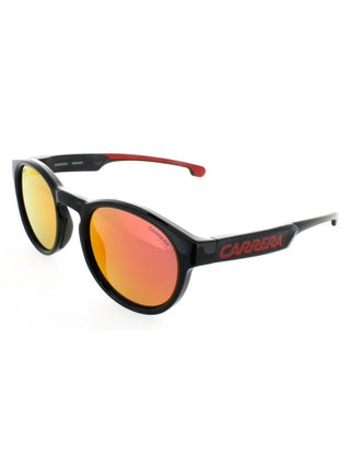 Carrera Carduc 012/S sunglasses featuring a sleek black plastic frame and dark tinted lenses in a classic design.