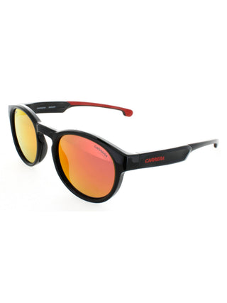 Carrera Carduc 012/S sunglasses featuring a sleek black plastic frame and dark tinted lenses in a classic rectangular shape.