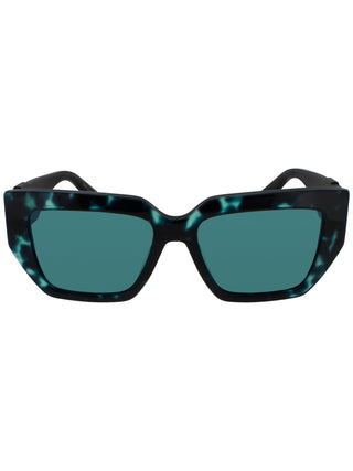 Calvin Klein Jeans CKJ23608 sunglasses featuring a sleek black acetate frame and dark tinted lenses.