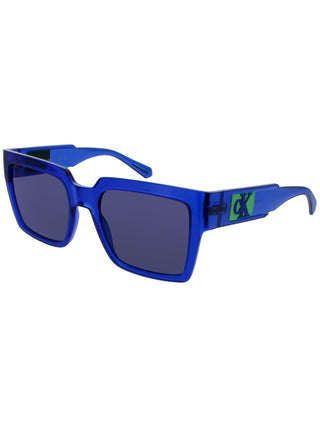 Calvin Klein Jeans CKJ23622 sunglasses featuring a sleek black plastic frame and dark tinted lenses.