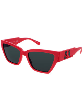 Calvin Klein Jeans CKJ23624 sunglasses featuring a sleek black plastic frame and dark tinted lenses.