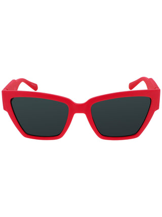 Calvin Klein Jeans CKJ23624 sunglasses featuring a sleek black plastic frame and dark tinted lenses.