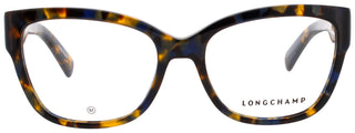 Longchamp LO2712 women's acetate eyeglasses in blue havana color, stylish cat-eye design, 53-17-140 size.