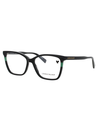 Longchamp LO2741N women's acetate eyeglasses in stylish black with green accents, perfect for any fashion-forward look.