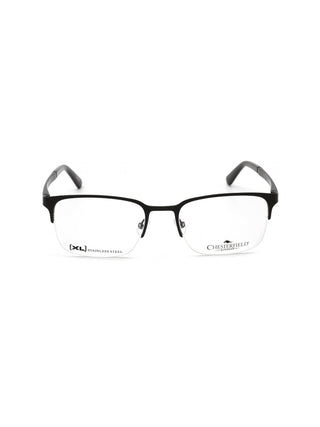 Chesterfield CH 86XL matte black stainless steel eyeglasses with clear demo lenses.