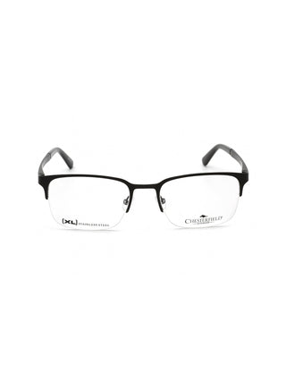 Chesterfield CH 86XL matte black stainless steel eyeglasses with clear demo lenses.