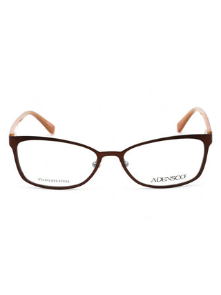 Adensco AD 222 eyeglasses with a sleek black metal frame and rectangular lenses.