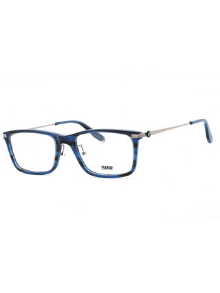 BMW BW5020 matte black eyeglasses with clear demo lenses, featuring a sleek, rectangular frame.
