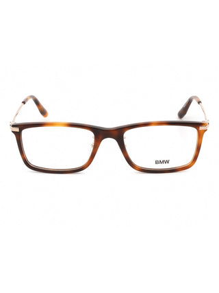 BMW BW5020 matte black eyeglasses with clear demo lenses, featuring a sleek, rectangular frame.