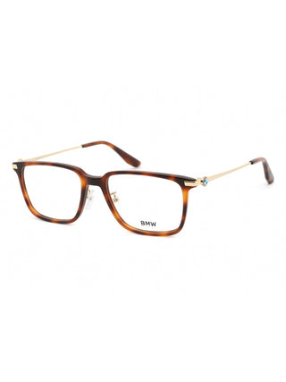 BMW BW5037 eyeglasses in Blonde Havana with clear demo lenses, featuring a full-rim rectangular frame.