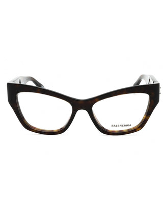 Balenciaga BB0362O black full-rim square eyeglasses with silver accents.