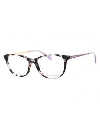 Banana Republic BR 221 women's oval eyeglasses with a black and white tortoiseshell plastic frame and purple temples.