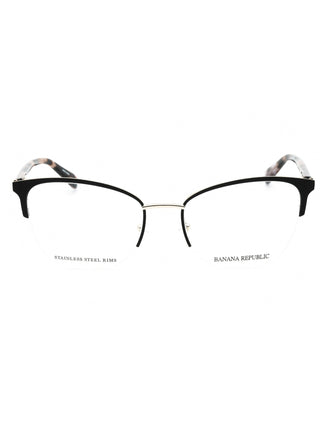 Banana Republic BR 223 men's black rectangular eyeglasses with silver temple accents.