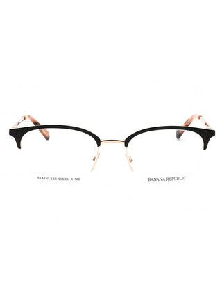 Banana Republic BR 229 men's black full-rim rectangular eyeglasses with silver temple accents.