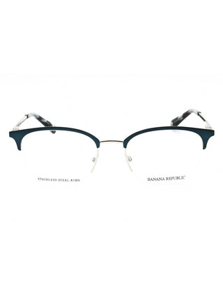 Banana Republic BR 229 men's black full-rim rectangular eyeglasses with silver temple accents.