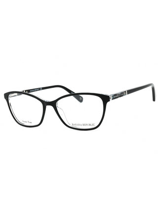 Banana Republic BREE women's eyeglasses with clear, rectangular frames and silver temple accents.