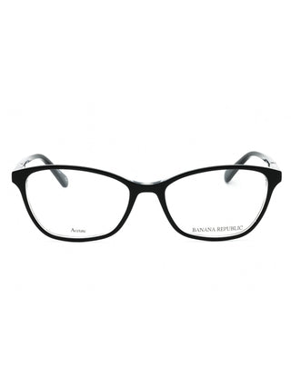 Banana Republic BREE women's eyeglasses with clear, rectangular frames and silver temple accents.