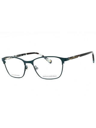 Banana Republic Camila eyeglasses with teal frames, clear demo lenses, and a sleek, modern design.