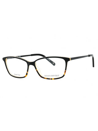 Banana Republic CATE/N eyeglasses with black full-rim square frames and silver temple accents.