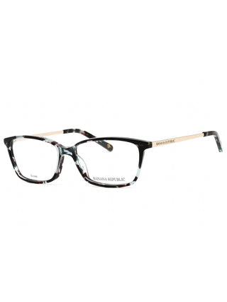 Banana Republic Cate/N eyeglasses in black green Havana, featuring a rectangular frame and clear demo lenses.