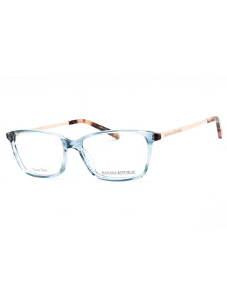 Banana Republic CATE/N eyeglasses, black full-rim square frames with subtle silver temple accents.