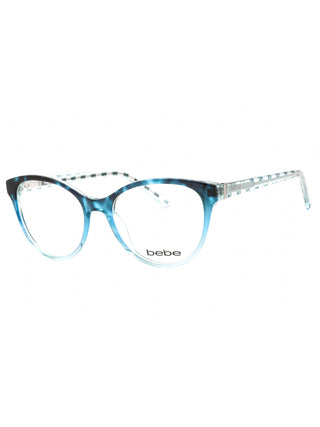 Bebe BB5195 eyeglasses with blue gradient frames, clear demo lenses, and a stylish full-rim design.
