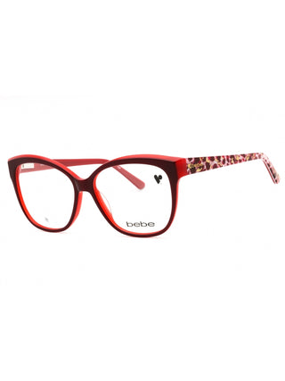 Bebe BB5214 eyeglasses featuring a sleek, lightweight metal frame in a classic cat-eye silhouette with branded temples.