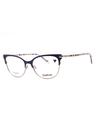 Bebe BB5224 eyeglasses featuring a sleek, lightweight metal frame in a classic cat-eye silhouette with gold accents.