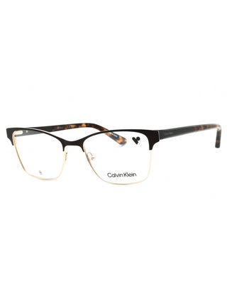 Calvin Klein CK23107 brown full-rim eyeglasses with clear demo lenses, 52mm size.