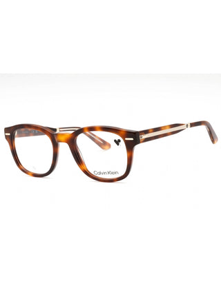 Calvin Klein CK23511 Havana eyeglasses with clear demo lenses, 49mm, featuring a full-rim square design.