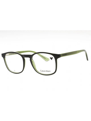 Calvin Klein CK23517 olive green full-rim eyeglasses with clear demo lenses, size 52.