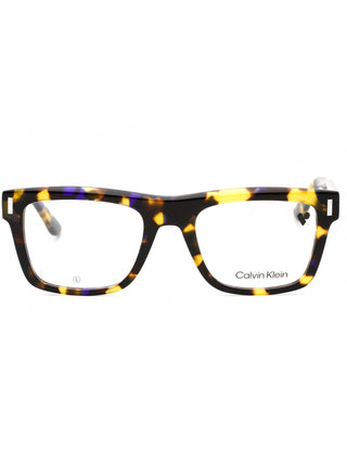 Calvin Klein CK23519 eyeglasses with a sleek black rectangular frame and silver temple accents.