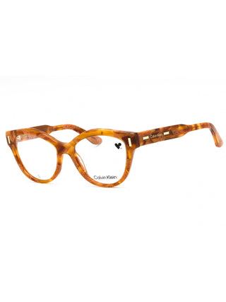 Calvin Klein CK23541 eyeglasses in caramel Havana, featuring a full-rim, rectangular acetate frame.