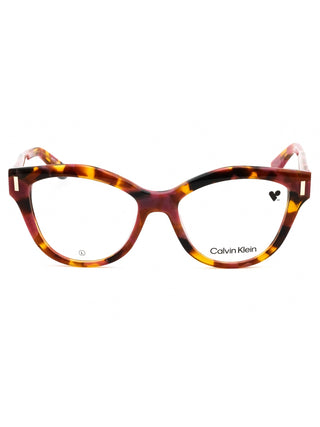 Calvin Klein CK23541 eyeglasses: sleek black full-rim frames with silver accents, shown from a front angle.