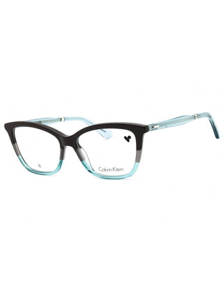 Calvin Klein CK23545 eyeglasses with brown/grey/avio frames and clear demo lenses.