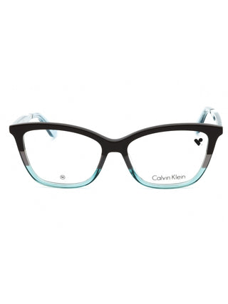 Calvin Klein CK23545 eyeglasses: black full-rim square frames with silver accents.