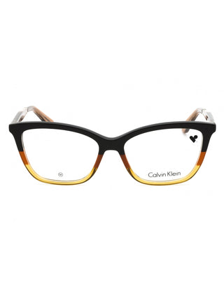 Calvin Klein CK23545 black rectangular eyeglasses with thin metal frames and clear lenses.