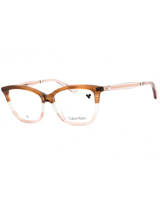 Calvin Klein CK23545 eyeglasses, striped brown/grey/rose frame with clear demo lenses, size 53.