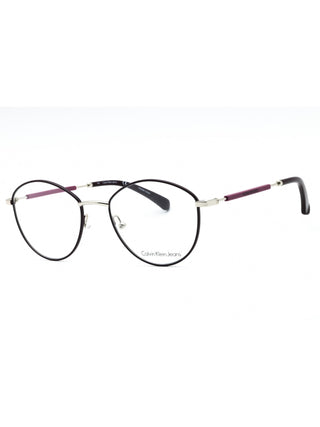 Calvin Klein Jeans CKJ19107 plum eyeglasses with clear demo lenses, 52mm size.