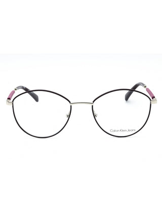Calvin Klein Jeans CKJ19107 black rectangular eyeglasses with silver accents.