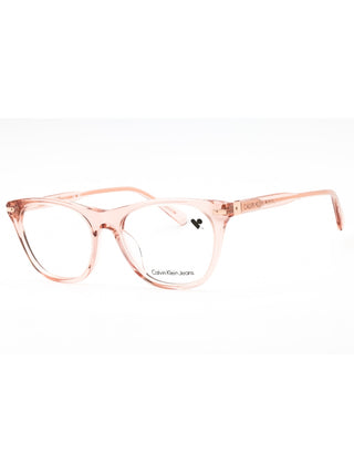 Calvin Klein Jeans CKJ19525 eyeglasses in crystal blush, featuring clear demo lenses and a full-rim design.