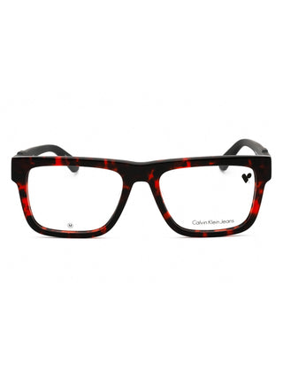 Calvin Klein Jeans CKJ23647 black rectangular eyeglasses with silver accents.