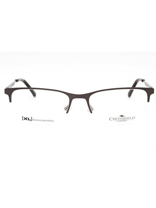 Chesterfield CH 108XL eyeglasses featuring a classic rectangular frame in polished black acetate with silver temple accents.