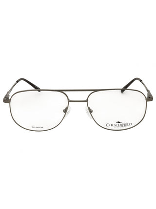 Chesterfield CH 894/T titanium oval frame eyeglasses in light brown with clear demo lens, combining style and durability.