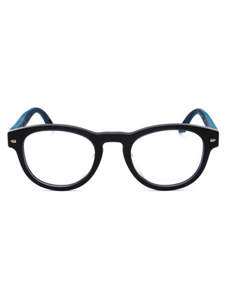 Chopard VCH327 matte black eyeglasses with sleek, rectangular frames and silver temple accents.