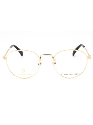 David Beckham DB 1015 round metal eyeglasses for men in a sleek, minimalist frame design.